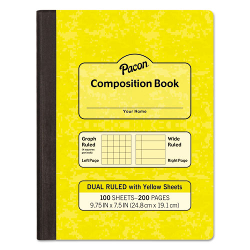 Composition Book, Wide/legal Rule, Yellow Cover, (100) 9.75 X 7.5 Sheets