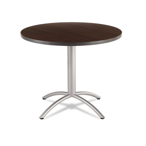 Cafeworks Table, Cafe-height, Round Top, 36" Diameter X 30h, Walnut/silver