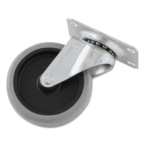Non-marking Plate Casters, Swivel Mount Plate, 4" Wheel, Black/gray/silver