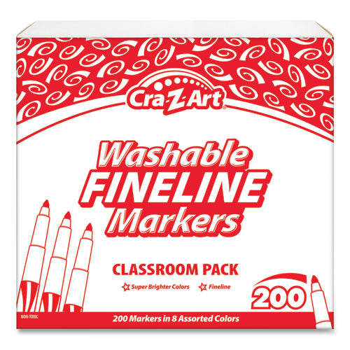 Washable Fineline Markers Classpack, Fine Bullet Tip, Eight Assorted Colors, 200/set