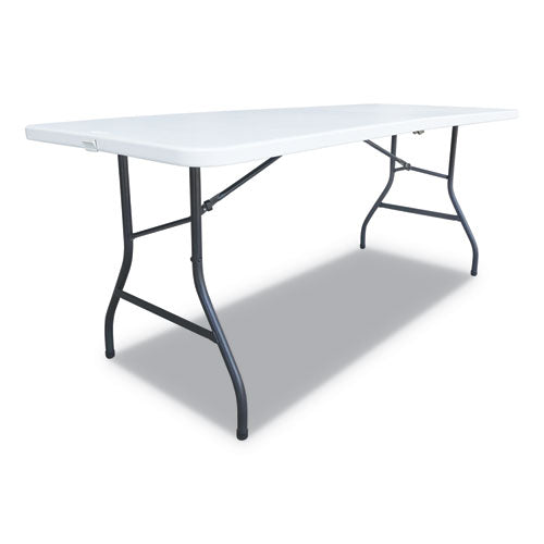 Fold-in-half Resin Folding Table, Rectangular, 72w X 29.63d X 29.25h, White