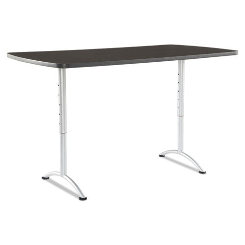 Arc Adjustable-height Table, Rectangular Top, 36w X 72d X 30 To 42h, Gray Walnut/silver