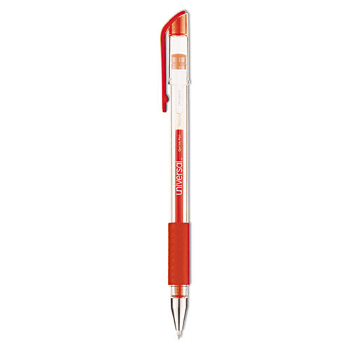 Comfort Grip Gel Pen, Stick, Medium 0.7 Mm, Red Ink, Clear Barrel, Dozen