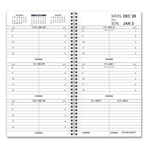 Weekly Appointment Book Refill Hourly Ruled, 6.25 X 3.25, White Sheets, 12-month (jan To Dec): 2023