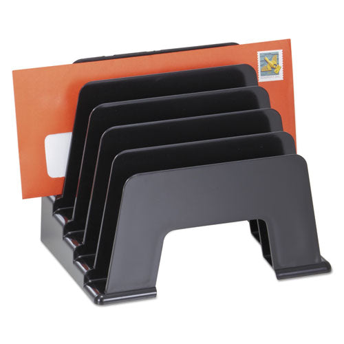 Recycled Plastic Incline Sorter, 5 Sections, Dl To A5 Size Files, 8" X 5.5" X 6", Black