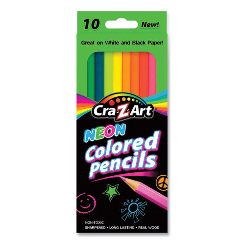 Neon Colored Pencils, 10 Assorted Lead/barrell Colors, 10/set