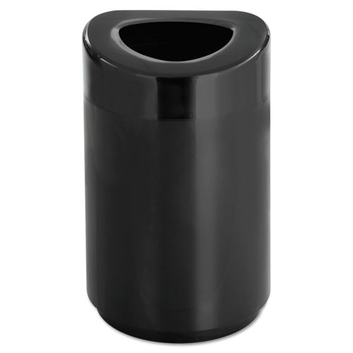 Open Top Round Waste Receptacle, 30 Gal, Steel, Black