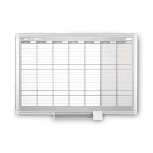 Magnetic Dry Erase Calendar Board, Weekly Calendar, 36 X 24, White Surface, Silver Aluminum Frame