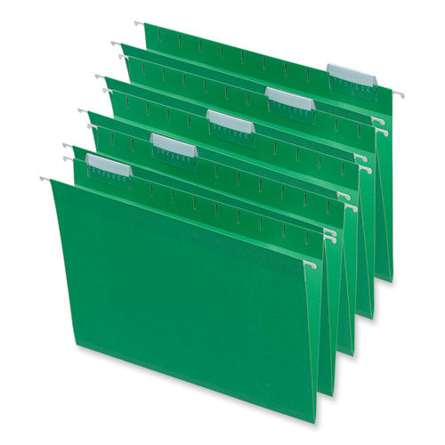 Deluxe Bright Color Hanging File Folders, Letter Size, 1/5-cut Tabs, Bright Green, 25/box