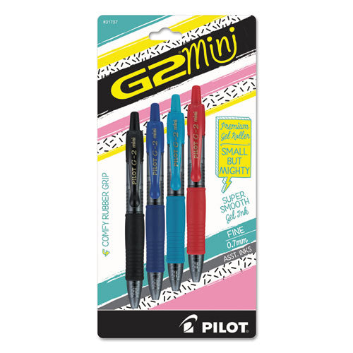 G2 Mini Gel Pen, Retractable, Fine 0.7 Mm, Assorted Ink And Barrel Colors, 4/pack