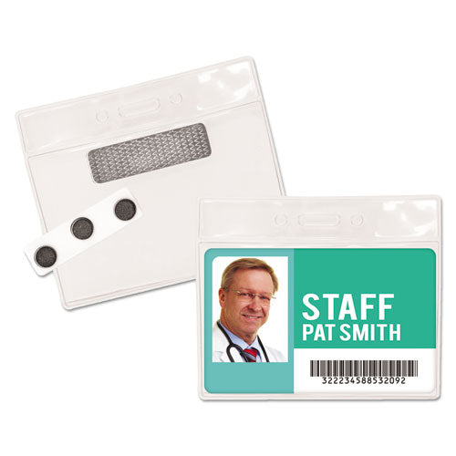 Magnetic-style Name Badge Kits, Horizontal, Clear 4.5" X 3.25" Holder, 4.13" X 3" Insert, 20/pack