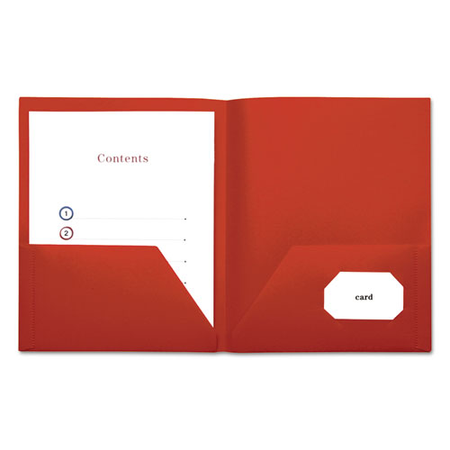 Two-pocket Plastic Folders, 100-sheet Capacity, 11 X 8.5, Red, 10/pack