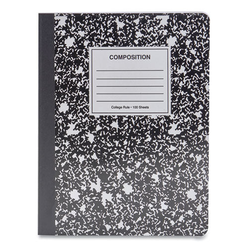 Composition Book, Medium/college Rule, Black Marble Cover, (100) 9.75 X 7.5 Sheets