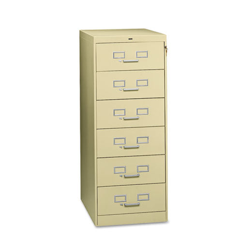 Six-drawer Multimedia/card File Cabinet, Putty, 21.25" X 28.5" X 52"