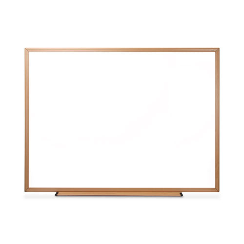 Deluxe Melamine Dry Erase Board, 48 X 36, Melamine White Surface, Oak Fiberboard Frame