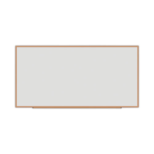 Deluxe Melamine Dry Erase Board, 96 X 48, Melamine White Surface, Oak Fiberboard Frame