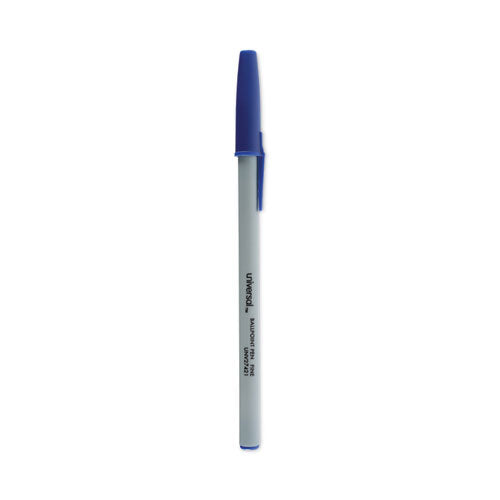 Ballpoint Pen, Stick, Fine 0.7 Mm, Blue Ink, Gray Barrel, Dozen