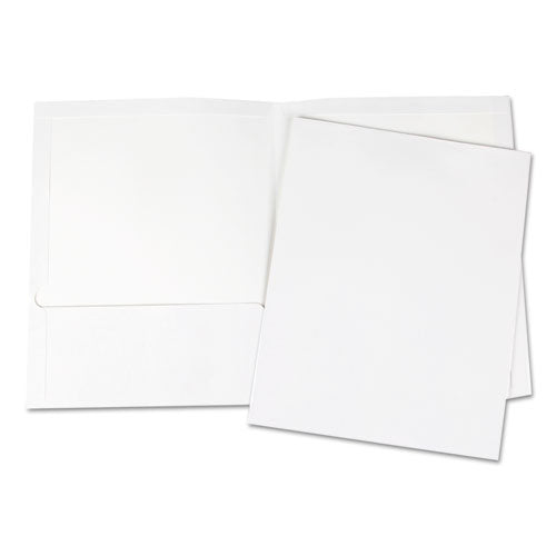 Laminated Two-pocket Portfolios, Cardboard Paper, 100-sheet Capacity, 11 X 8.5, White, 25/box