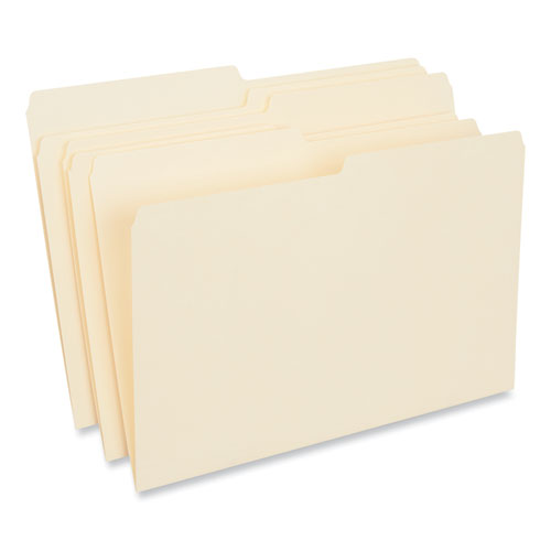 Top Tab File Folders, 1/2-cut Tabs: Assorted, Legal Size, 0.75" Expansion, Manila, 100/box