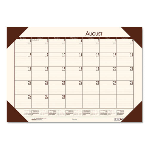 Ecotones Recycled Academic Desk Pad Calendar, 18.5 X 13, Cream Sheets, Brown Corners, 12-month (aug To July): 2023 To 2024