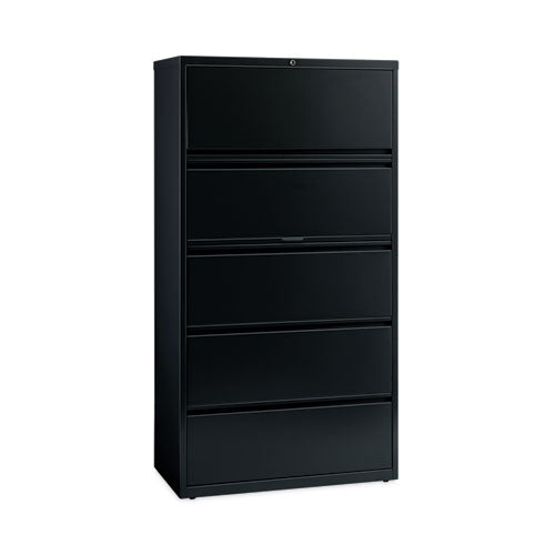 Lateral File Cabinet, 5 Letter/legal/a4-size File Drawers, Black, 30 X 18.62 X 67.62