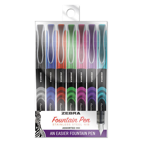 Fountain Pen, Fine 0.6 Mm, Assorted Ink Colors, Assorted, 7/pack