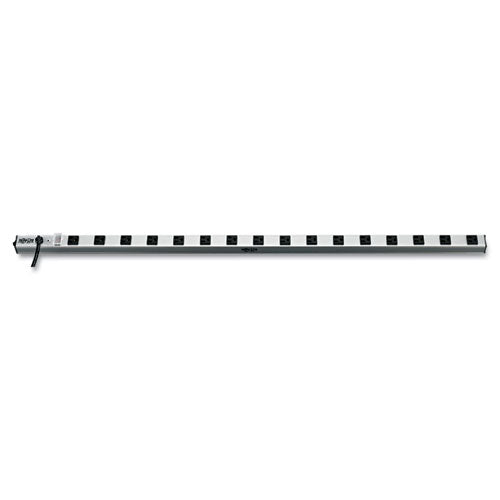 Vertical Power Strip, 16 Outlets, 15 Ft Cord, Silver