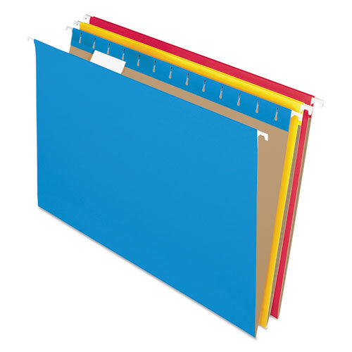 Colored Hanging Folders, Legal Size, 1/5-cut Tabs, Assorted Colors, 25/box