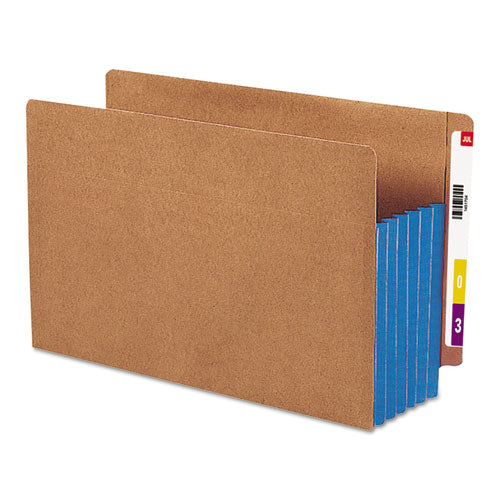 Redrope Drop-front End Tab File Pockets, Fully Lined 6.5" High Gussets, 5.25" Expansion, Legal Size, Redrope/blue, 10/box