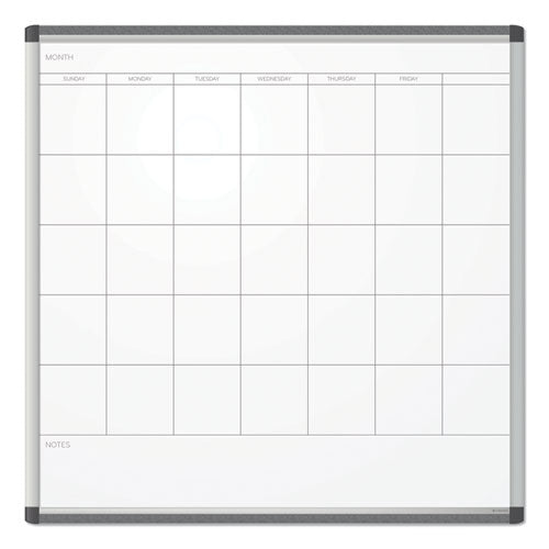 Pinit Magnetic Dry Erase Calendar, Undated One Month, 36 X 36, White Surface, Silver Aluminum Frame
