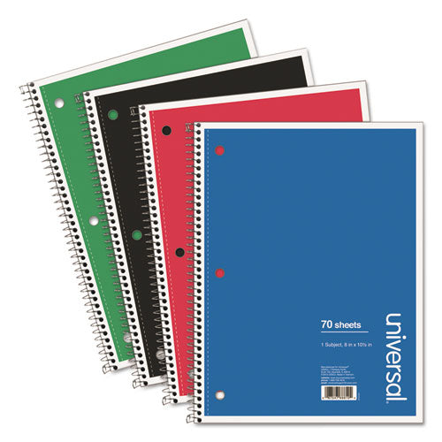 Wirebound Notebook, 1-subject, Wide/legal Rule, Assorted Cover Colors, (70) 10.5 X 8 Sheets, 4/pack