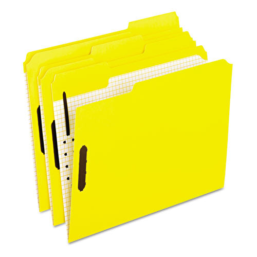 Colored Classification Folders With Embossed Fasteners, 2 Fasteners, Letter Size, Yellow Exterior, 50/box