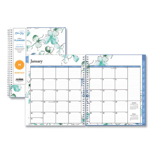 Lindley Monthly Planner, Lindley Floral Artwork, 10 X 8, White/blue/green Cover, 12-month (jan To Dec): 2023