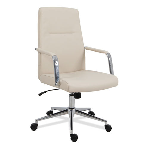 Leather Task Chair, Supports Up To 275 Lb, 18.19" To 21.93" Seat Height, White Seat, White Back