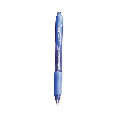 Profile Gel Pen, Retractable, Fine 0.5 Mm, Blue Ink, Translucent Blue Barrel, Dozen