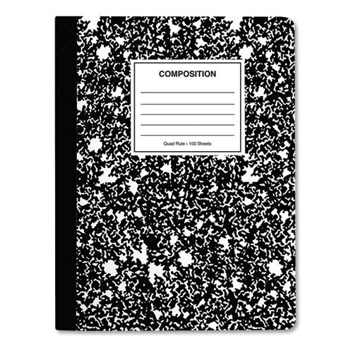 Quad Rule Composition Book, Quadrille Rule (4 Sq/in), Black Marble Cover, (100) 9.75 X 7.5 Sheets