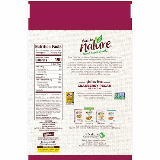 Back To Nature Gluten Free Cranberry Pecan Granola-11 oz.-6/Case