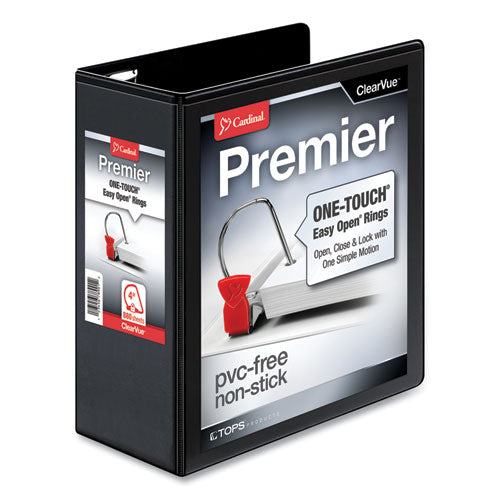 Premier Easy Open Clearvue Locking Slant-d Ring Binder, 3 Rings, 4" Capacity, 11 X 8.5, Black