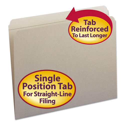 Reinforced Top Tab Colored File Folders, Straight Tabs, Letter Size, 0.75" Expansion, Gray, 100/box