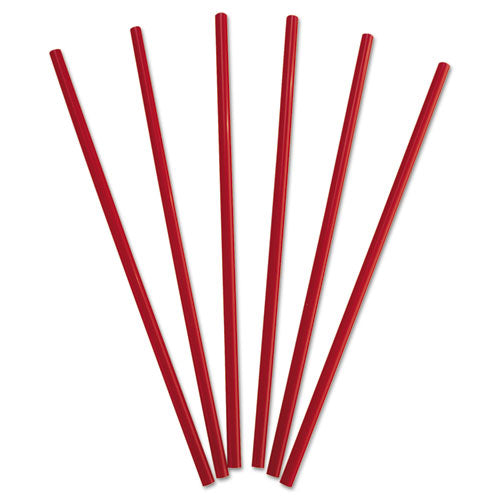 Wrapped Giant Straws, 10.25", Polypropylene, Red, 300/box, 4 Boxes/carton