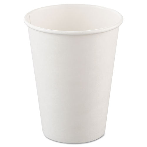 Single-sided Poly Paper Hot Cups, 12 Oz, White, 50/bag, 20 Bags/carton