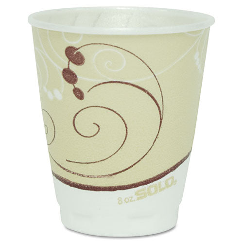 Trophy Plus Dual Temperature Insulated Cups In Symphony Design, 8 Oz, Beige, 100/pack