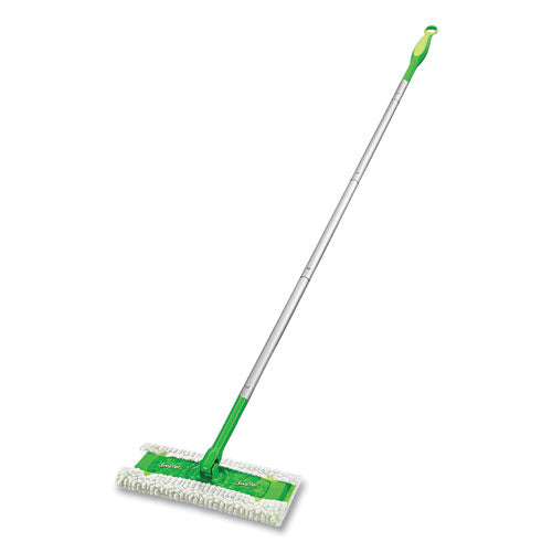Swiffer Sweeper Mop 10x4.8 White Cloth Head 46" Green Silver Aluminum Plastic Handle 1 Each