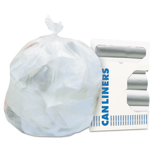 High-density Waste Can Liners, 10 Gal, 8 Microns, 24" X 24", Natural, 50 Bags/roll, 20 Rolls/carton