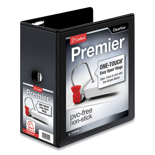 Premier Easy Open Clearvue Locking Slant-d Ring Binder, 3 Rings, 5" Capacity, 11 X 8.5, Black