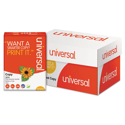 Universal 30% Recycled Copy Paper 92 Bright 20 Lb Bond Weight 8.5x11 White 500 Sheets/ream 10 Reams/Case