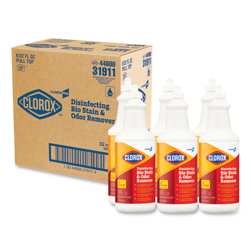 Clorox Disinfecting Bio Stain And Odor Remover Fragranced 32 Oz Pull-top Bottle 6/ct