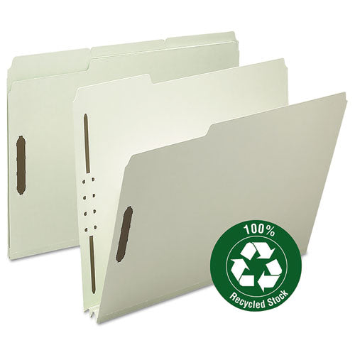 Recycled Pressboard Fastener Folders, 2" Expansion, 2 Fasteners, Letter Size, Gray-green Exterior, 25/box