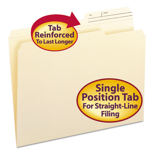 Reinforced Guide Height File Folders, 2/5-cut Printed Tabs: Right Position, Letter Size, 0.75" Expansion, Manila, 100/box