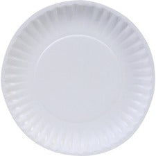 Clay Coated Paper Plates, 6" Dia, White, 100/pack